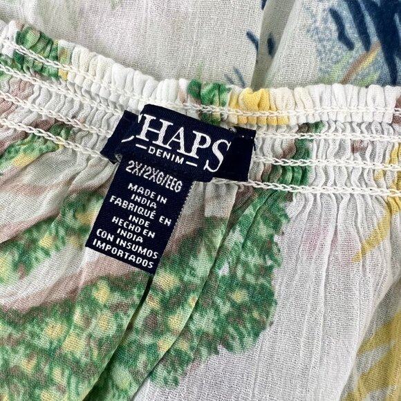 Chaps  Cold   Shoulder Blouse Top Size 2X Floral - Picture 2 of 10